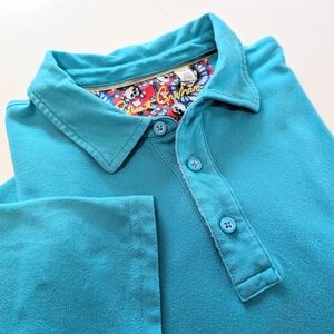 Robert Graham Aqua Blue Polo Shirt In Size M